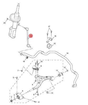 Ligação de estabilizador frontal metálico para peças de suspensão automática direta MG gs/ERX5/RX5-19/RX5